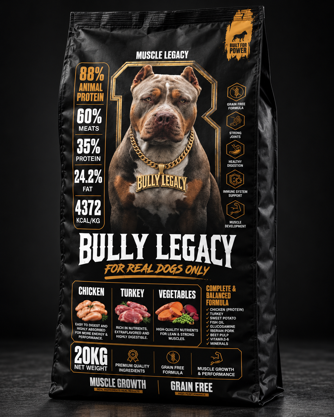 Muscle Legacy 20kg grain free dog food bag by Bully Legacy