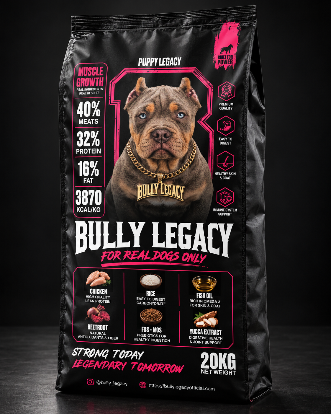 Puppy Legacy 20kg premium puppy food bag by Bully Legacy
